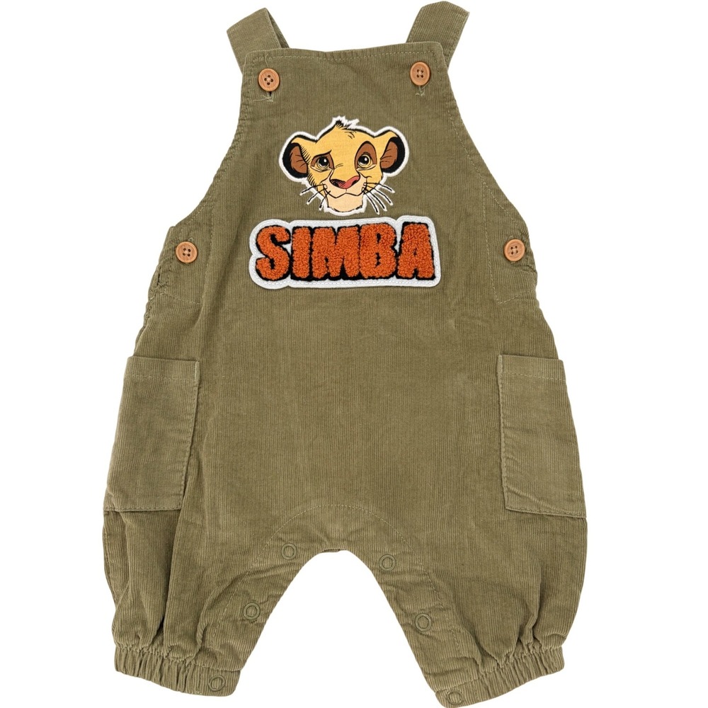 Disney Baby Simba Lion King Corduroy Overalls 0-3M Green‎ Retro Boho Indie